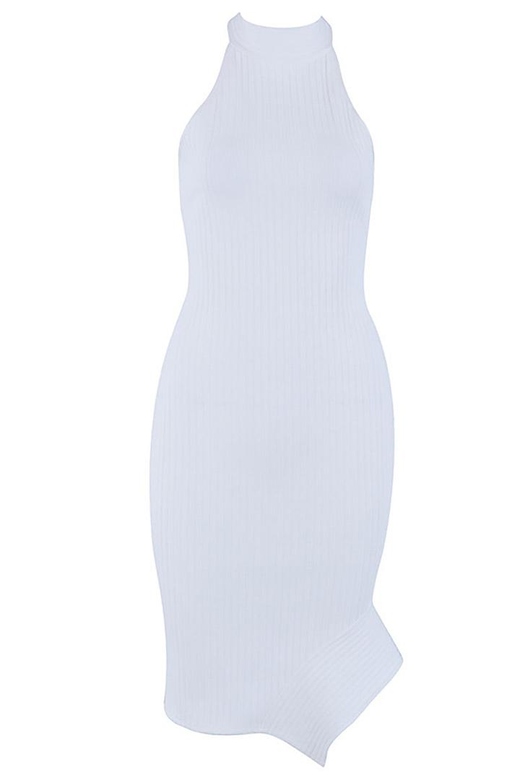 White Halter Open Back Short Bandage Dress for Summertime Fun