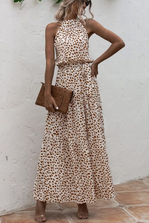 Polka Dot High Waist Maxi Dress for Women