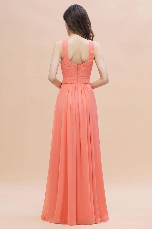 Gorgeous A-Line Sleeveless Coral Chiffon Bridesmaid Dresses