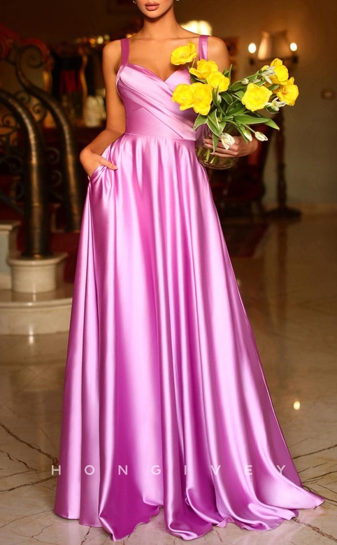 Elegant Luxurious Sweetheart Spaghetti Straps Floor-Length Evening Prom Dress