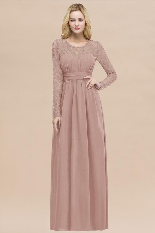 Elegant Lace Long-Sleeved Burgundy Bridesmaid Dresses