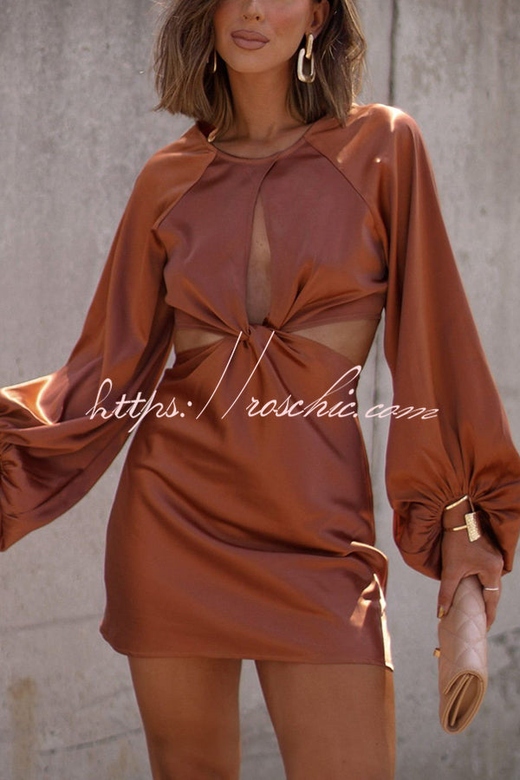 Carlita Satin Cut Out Balloon Sleeve Mini