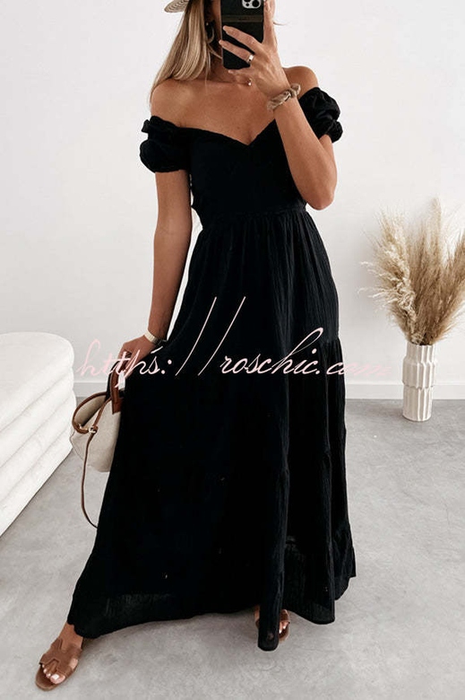 Blissful Moment Puff Sleeve Backless Maxi Dress for Grace