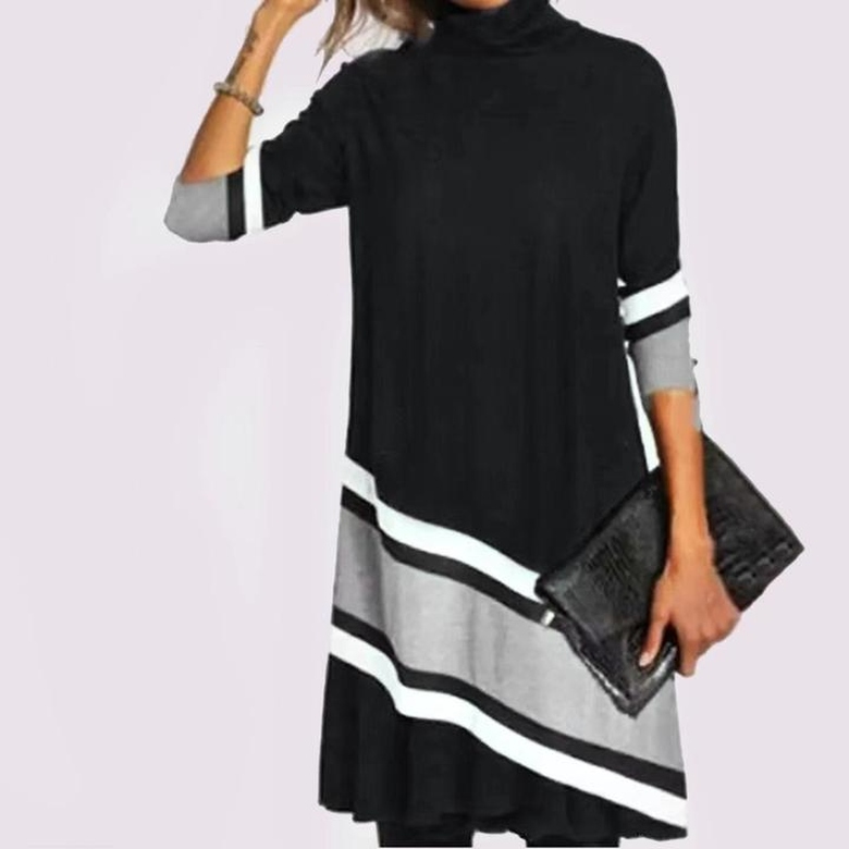 Simple High Neck Swing Dress for Effortless Style