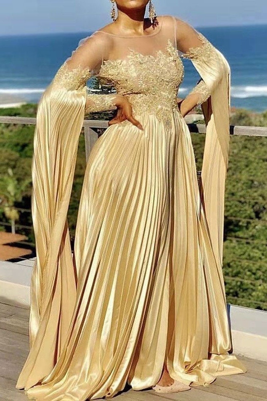 Chic Gold A-Line Evening Dress for Luxurious Elegance