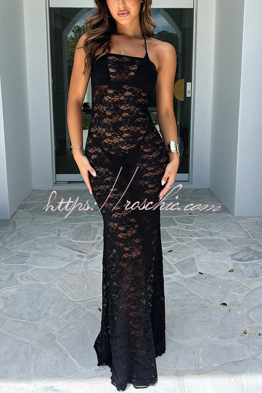 Mermaid Era Lace Tube Slim Fit See Through Maxi Dress