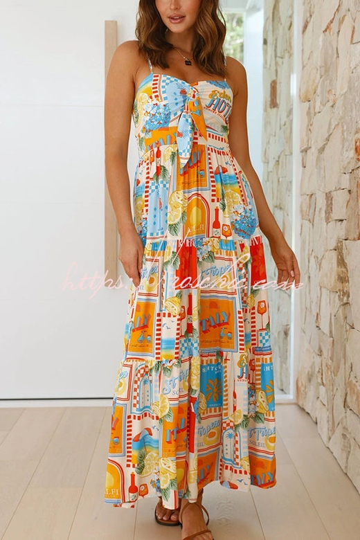 Radiant Always Unique Print Front Tie-up Slip Maxi Dress