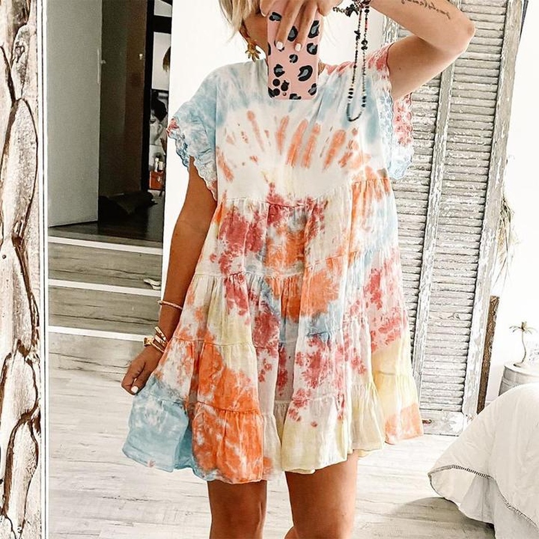 Be My Baby Tie Dye Print Mini Dress for Boho Vibes