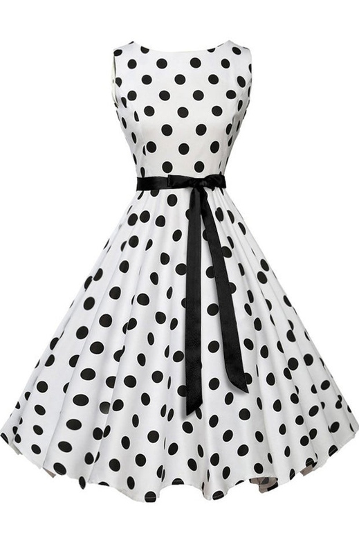 Vintage Polka Dot Belted Dress for Classic Elegance