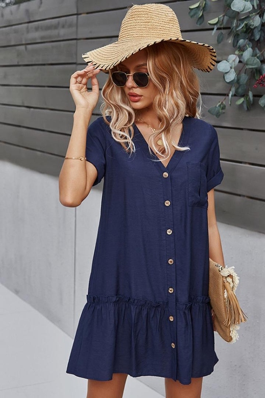 Short Sleeve A-Line Dress for Everyday Wear