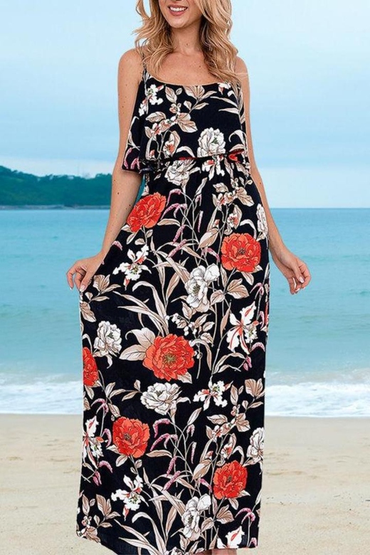 Boho Fall Beach Floral Print Dress