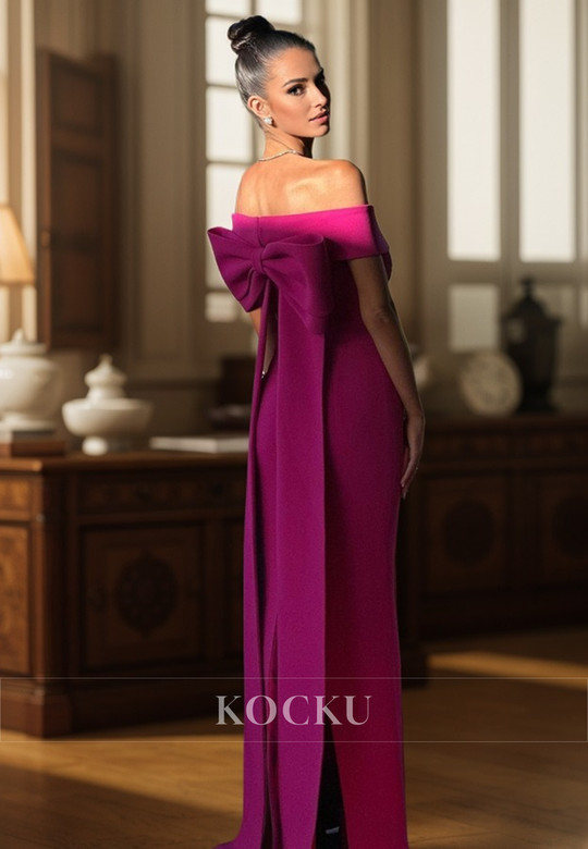 Gorgeous & Charming Off-Shoulder Satin Bowknot Evening Party Dress