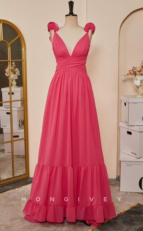 Glamorous Satin Trumpet V-Neck Halter Sleeveless Appliques