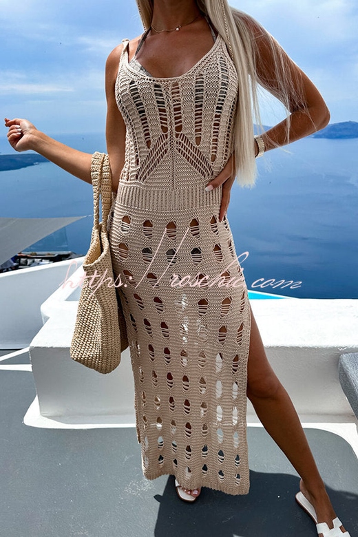 Isle See You Knit Hollow Out Side Slit Beach Cover-up Midi