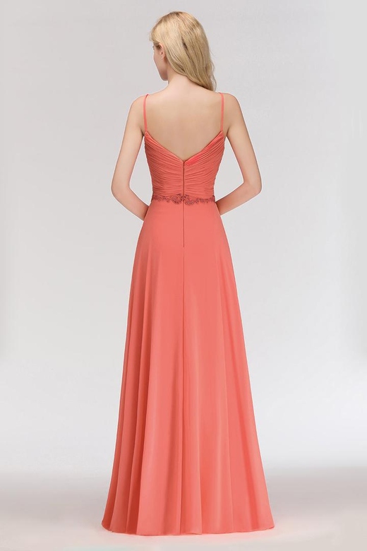 Modest Spaghetti-Straps Ruffle Appliques Bridesmaid Dresses