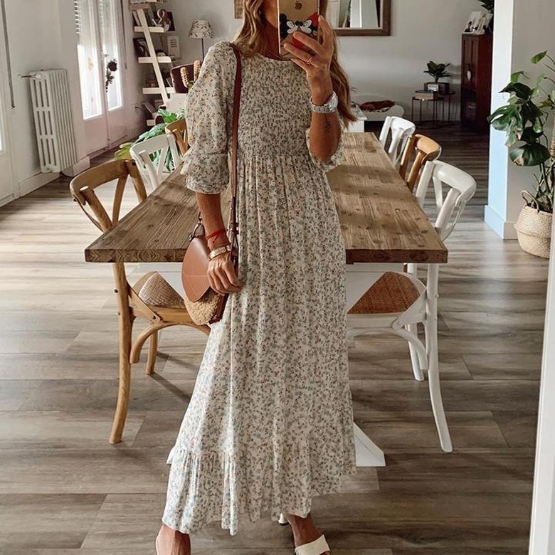 Sweet as Honey Floral Print Maxi Dress for Feminine Charm