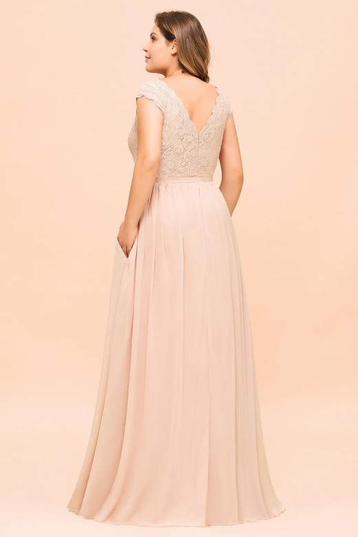 Elegant Jewel Chiffon Lace Affordable Slit Bridesmaid Dresses