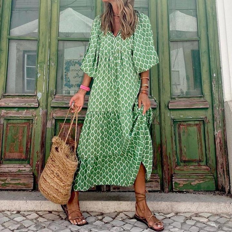 Bohemian Beauty Green Maxi Dress for Free Spirited Style