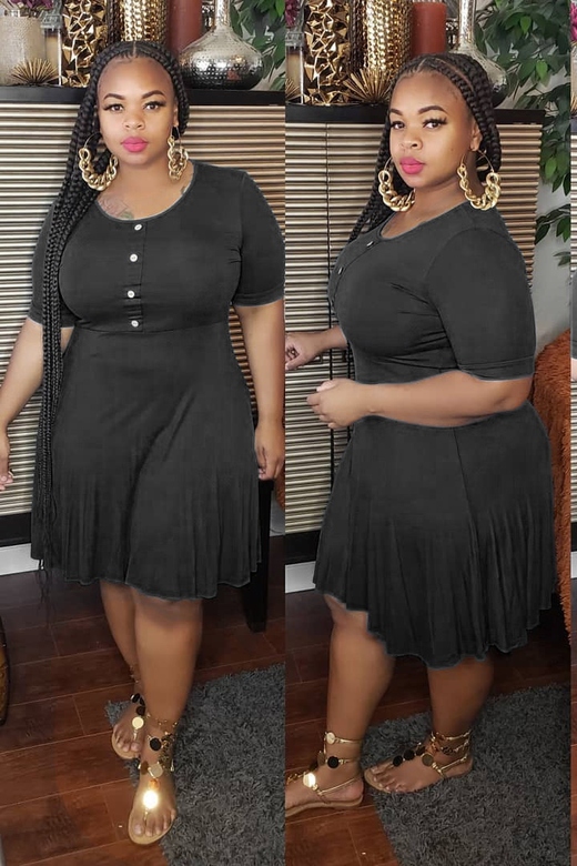 Simple Plus Size Short Sleeve A-Line Dress for Everyday Elegance