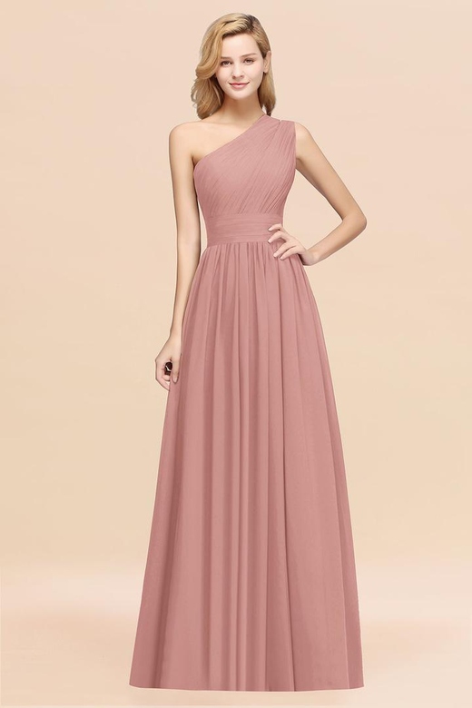 Stylish One-Shoulder Sleeveless Long Junior Bridesmaid Dresses