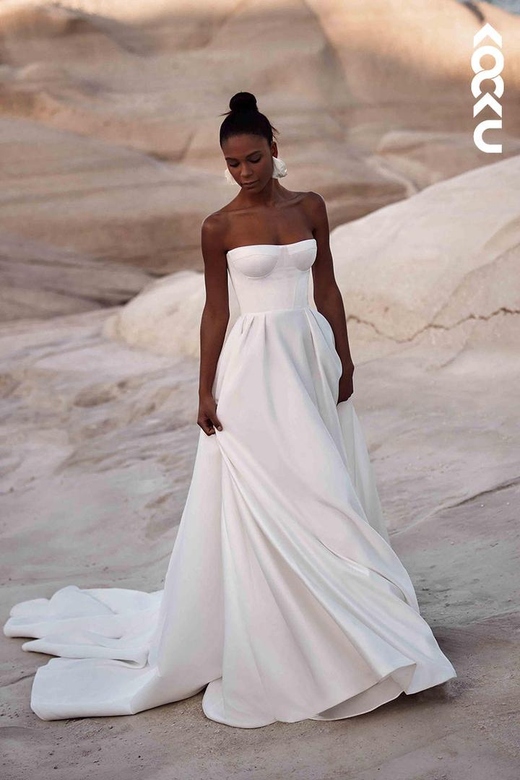 Simple & Elegant Off-Shoulder Sleeveless A-Line Wedding Gown (Duplicate)