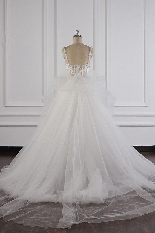 Elegant Straps Tulle Lace Sweetheart Wedding Dress Deal