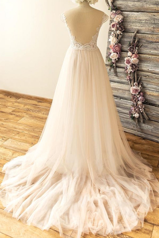 Stylish Off-Shoulder Jewel Dress with Tulle & Champagne