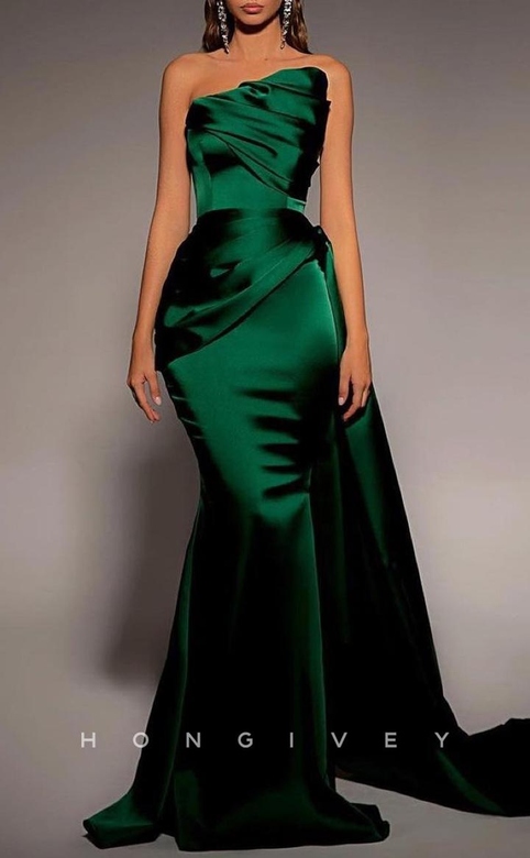 Sexy Satin Fitted Asymmetrical Sleeveless Empire Gown