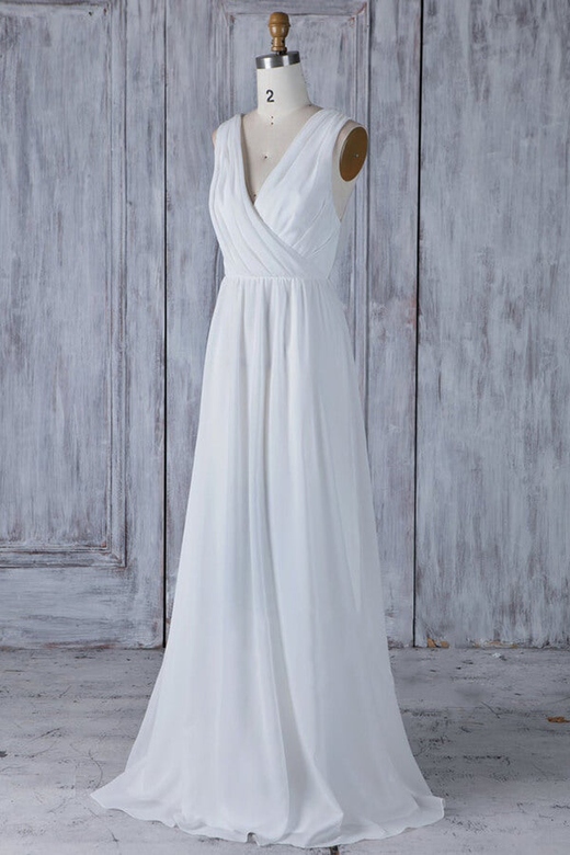 Elegant A-Line Chiffon Wedding Dress with Appliques, Ruffles, and Draped Back