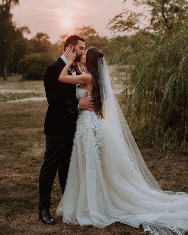 Sweetheart Champagne Beach Wedding Dress, Long, with Appliques