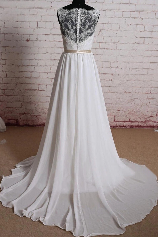 Elegant Lace Chiffon A-line Wedding Dress