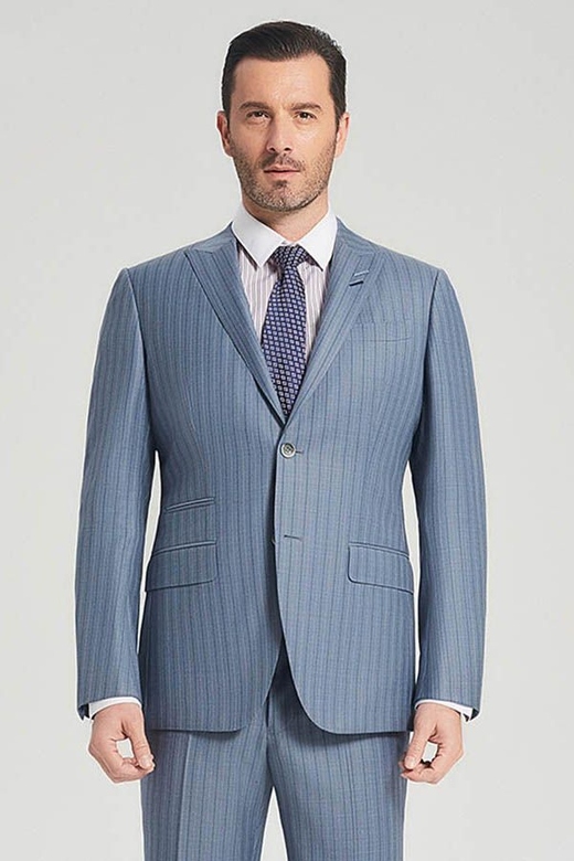 Superior Blue Stripes Light Blue Business Men's Suits