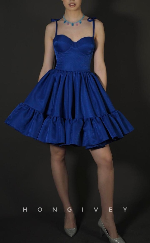 Elegant A-Line Sweetheart Spaghetti Strap Short Party or Homecoming Dress