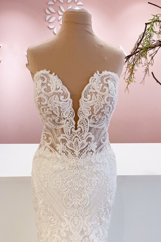 Sweetheart Mermaid Long Lace Bridal Wedding Dress