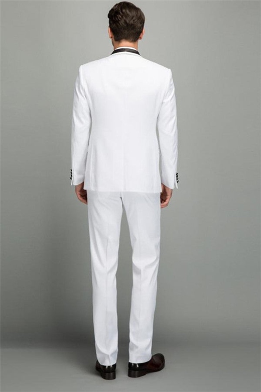 Decent Men's Two-Piece Wedding Suit, Shawl White Tuxedo Style