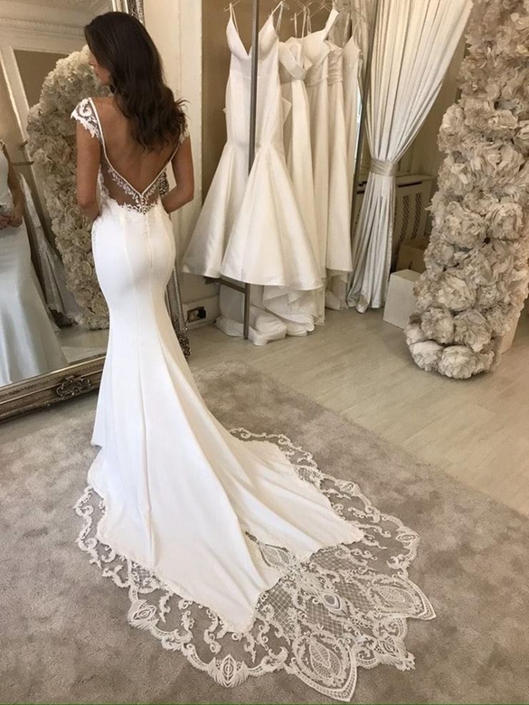 Spaghetti-Straps Lace Wedding Dress, Sleeveless Style