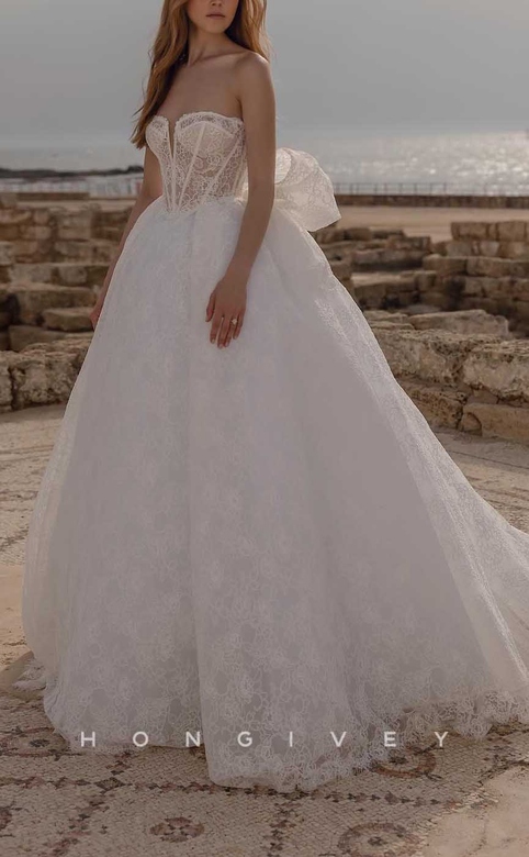 Sweetheart Strapless A-Line Appliques Sheer Wedding Gown