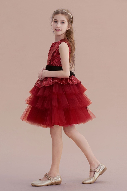 A-Line Tulle Sequins Knee-Length Dress for Flower Girl Sale