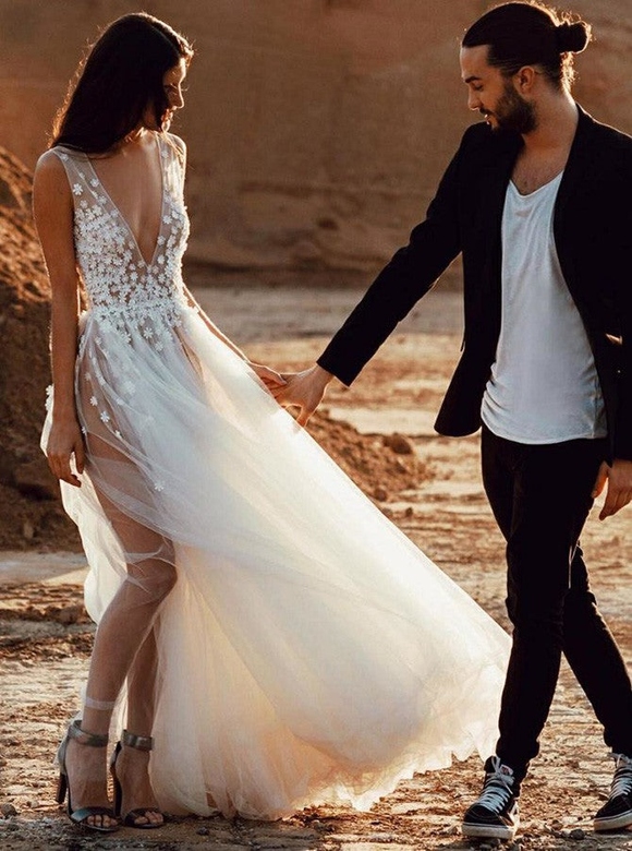 New Arrival Romantic White Mermaid Tulle Gown