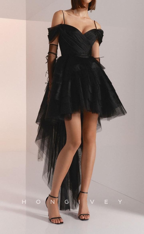 Sexy Tulle Off-Shoulder High Low Tiered Party/Homecoming Gown