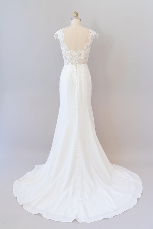 Cap Sleeve Illusion Lace Sheath Wedding Dress Sale