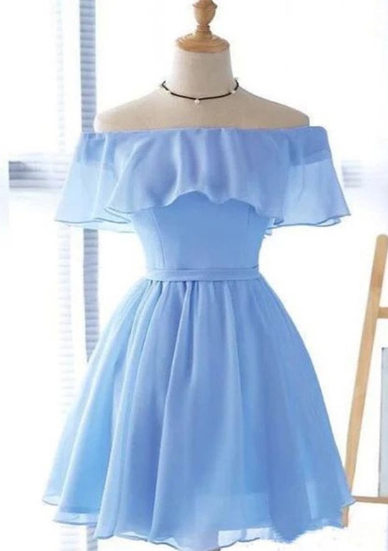 Fabulous Pleated Detail Off-the-Shoulder Chiffon A-Line Homecoming Dress