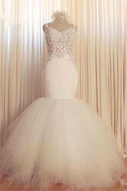 Lace Mermaid Tulle Bridal Gown, Open Back, Modern Style Online