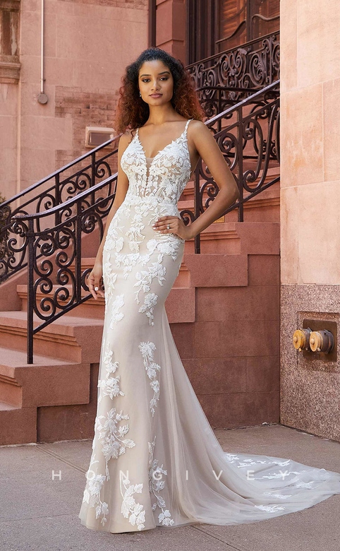 Couture Swinging Collar Mermaid Wedding Dress with Train