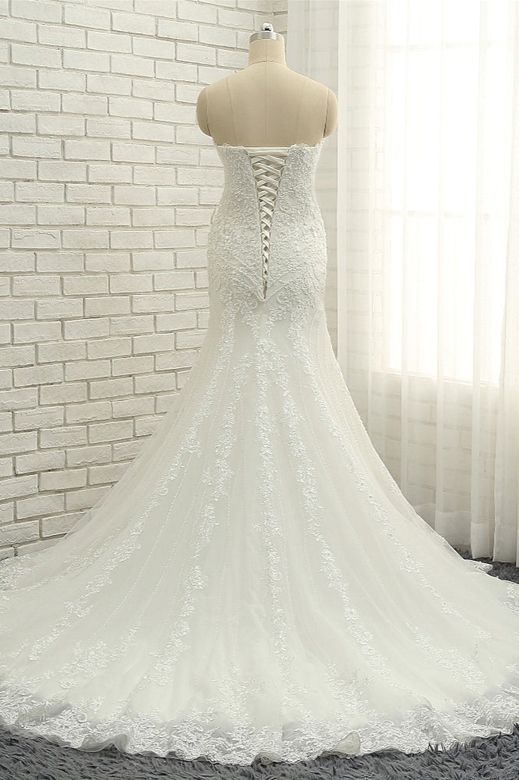 Elegant Bateau Mermaid Wedding Dress with Ruffles & Lace