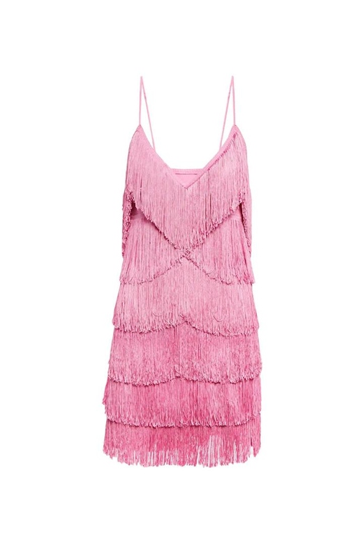 Sexy V-Neck Spaghetti Strap Layered Fringe Flapper Bodycon Mini