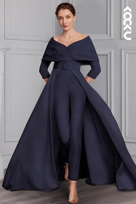 Chic Modern Long Sleeves Off-Shoulder Two-Piece Mother of Bride