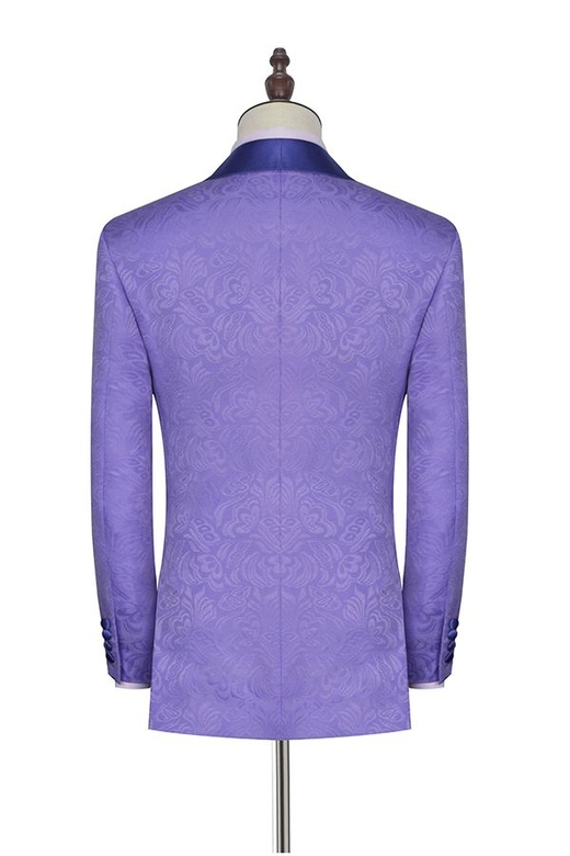 Lavender Jacquard Silk Shawl Lapel Wedding Suit