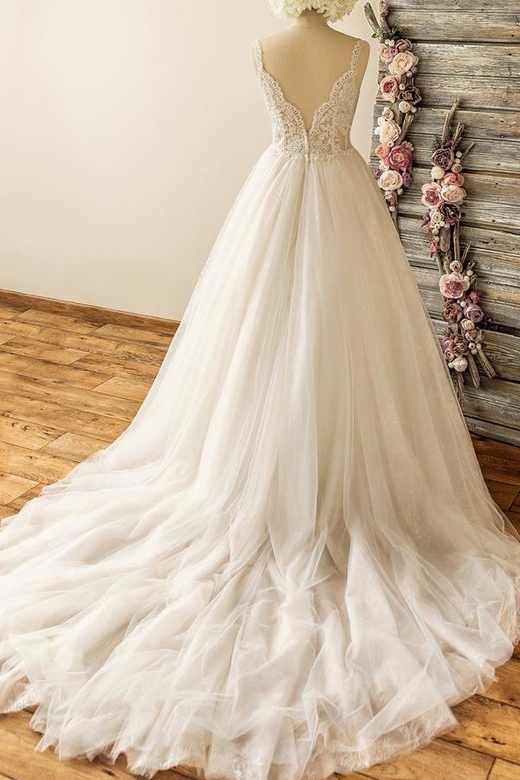 Gorgeous Strapless Tulle Dress with A-line Appliques