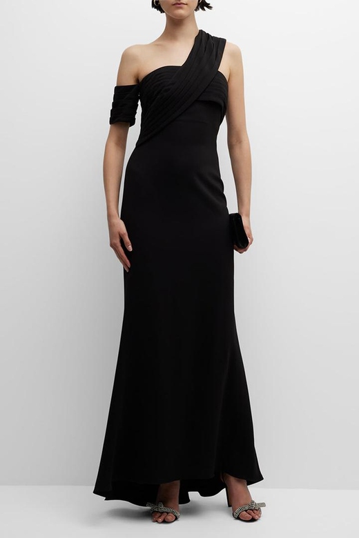 One Shoulder Ruched Long Satin Sheath Mother of the Bride Dress